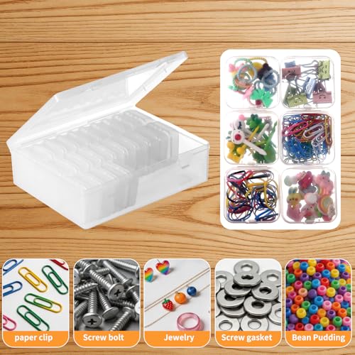 30Pcs Small Clear Plastic Bead Organizer Box with Hinged Lids&Labels Clear