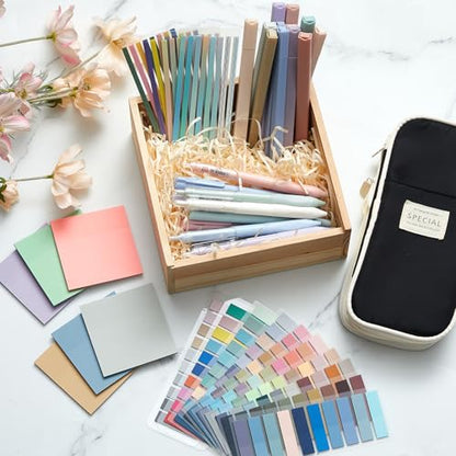 135 Pcs Book Annotation Kit with Pencil Case, 12 Pastel Highlighters, 11 Gel Pens, Fine Marker, 300 Transparent Sticky Notes, 2640 Index Tabs, Bible Study Supplies Kit(Classic,Black) - color: Black, style: Classic