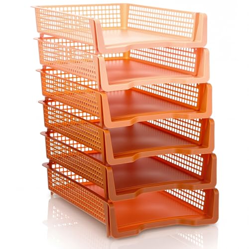 Bokon Brown 6 Pack Classroom Turn in Trays, Stackable File Trays