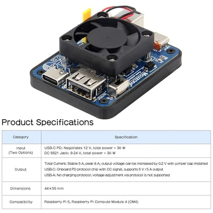 5V 5A PD Step Down Power Converter Board for Raspberry Pi 5