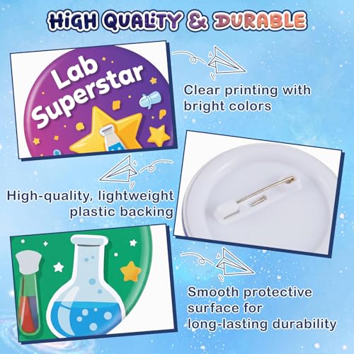 WILLBOND 72 Pcs Science Party Favor Pins Science Buttons Bulk, Motivational - color: Motivational