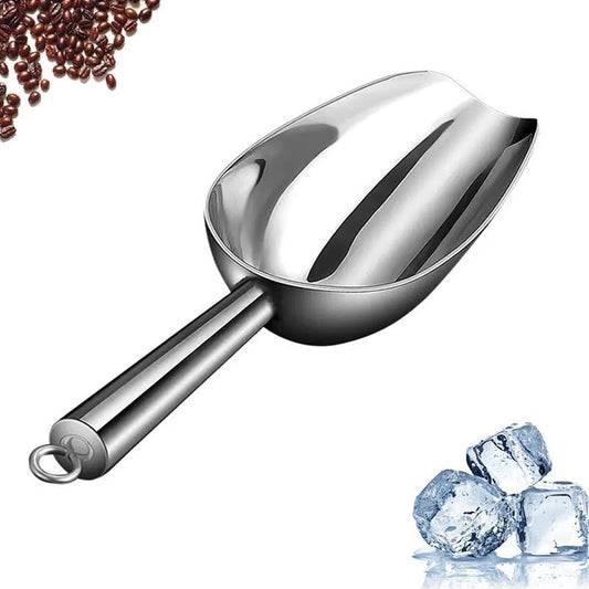 Set of 1 Ice Scoop, Stainless Steel Kitchen Ice Scoop for Canisters or Ice Maker, Food Scoops for Canisters, Freezer, Flour, Dry Foods, Coffee Beans, Pop Corn, Pet Dog Cat Food (Stainless Steel-L) - color: Stainless Steel-L