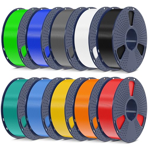 SUNLU PLA Plus 3D Printer Filament, 1.75mm, 10 Colors - color: Black+white+grey+green+blue+grass Green+blue Grey+pure Yellow+red+orange, size: 10 kg