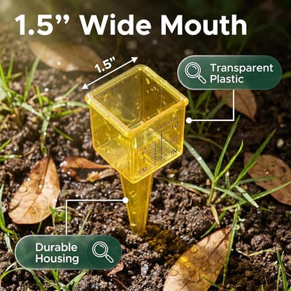 10Pack 1.5" Plastic Rain Gauge, Bright Yellow Rain Catcher
