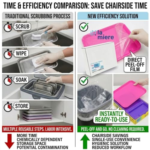 LA MIERE 500Pcs/box Dental Tray Sleeve 7.5"" x 10.5 Instrument Tray Cover Lockable Set up Sleeves Size F, Plastic Instrument F-Lok Flat Trays Sleeves (Clear, 500pcs | 1 Boxes) - color: Clear