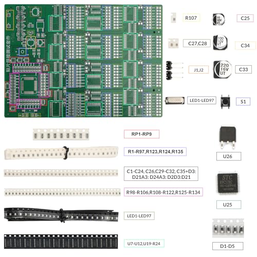 100W Digital SMD/SMT Soldering Practice Kit for Beginners, 3 PCB Training Boards, 180–520°C Temp Control, Auto Sleep, 1206/0805/0603/0402 Training, QFP44 & SOP-14 IC Practice - color: 100w Digital Iron Kit With 3 Boards