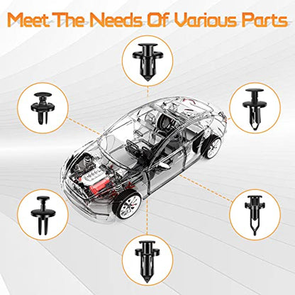 OTUAYAUTO 102PCS Universal Bumper Retainer Clips Push Type Fasteners - size: Universal (102 pieces)