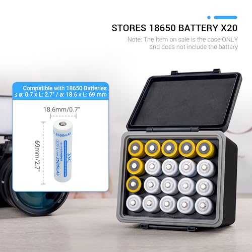 JJC 18650 Battery Case Holder, Storage Organizer for 20 x 18650 Batteries - color: For 18650 Battery