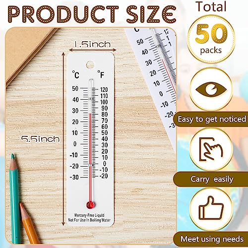 Maitys 50 Pcs Science Thermometers Mercury Free Student School Supplies Boiling Point Dual Scale Thermometers for Classroom Teaching Tools (White) - color: White