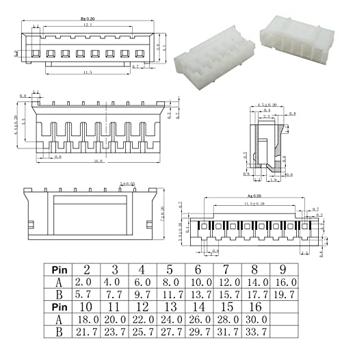 XH2.54 to PH2.0 JST Connector Kit and Pre-Crimped 22AWG Cable,Compatible with JST-XH 2.54mm & JST-PH 2.0mm Cable Connector 2/3/4/5/6/7/8/9/10Pin 16cm Wire (XH-to-PH)