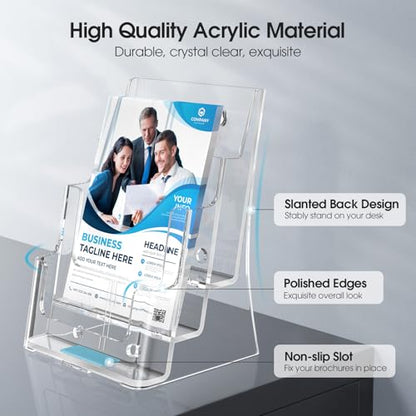MaxGear Acrylic Brochure Holder 8.5 x 11 with Divider, 3 Tier, 2 Pack - size: 8.5"x11"-3 Tier