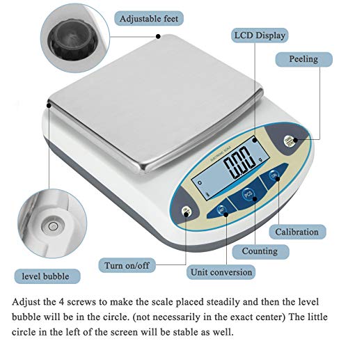 Bonvoisin Lab Scale 2000gx0.01g High Precision Electronic Analytical Balance 0.01g Accuracy Laboratory Lab Precision Scale Digital Kitchen Balance Scale Jewelry Scale Scientific Scale (2000g, 0.01g) - size: 2000g, with Calibration Weights