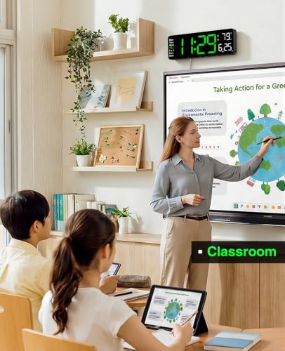 Digital Wall Clock for Classroom, 13" Digital Clock Large Display - color: Green, size: 13 Inch