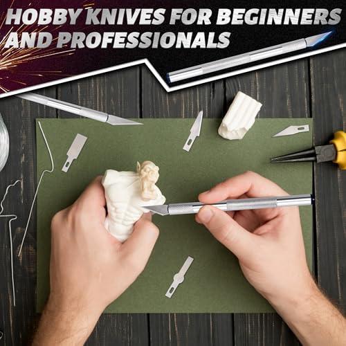 Exacto Knife Set, 13PCS Precision Hobby Craft Xacto Blades Kit with 3 Craft Knife Handles for Pumpkin Carving Modeling Fondant Wood & Leather Art DIY