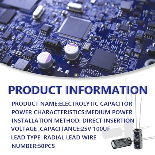 50 Pcs Electrolytic Capacitor 100uF 25V Aluminum Radial Electrolytic Capacitors - style: 25V 100uF