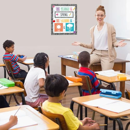 Composition Notebook Season and Weather Calendar Bulletin Board Season Calendar Posters with Weather Cards Hook and Loop Dots for Classroom Wall Decor Preschool Kindergarten Student Teacher Supplies - style: Composition Notebook