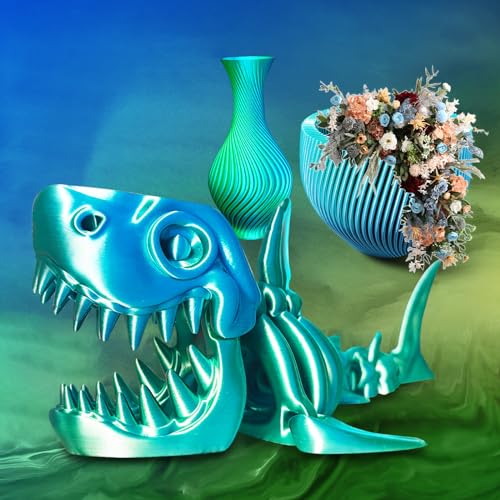 YOUSU Silk PLA Filament 1.75mm, 3D Printer Filament Coextrusion Filament Dual Color, Compatible with Most of 3D Printer, Silk Blue Green 1kg(2.2lbs). - color: 2-blue/Green
