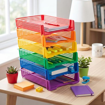 Geetery Turn in Trays Classroom, Rainbow Color, Set of 12 - color: Rainbow Color