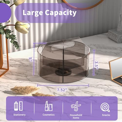 Mefirt Acrylic Pen Organizer, 360 Degree Rotating Desk Organizer with 6 Compartments Crayon Holder for Office, School, Home, Art Supply, Grey - style: Grey-Large