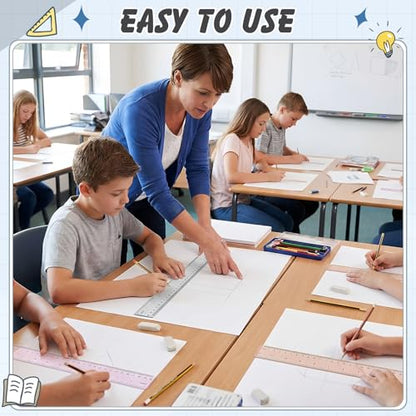 60 Pcs 12 Inch Bulk Plastic Clear Rulers, School Supplies, Morandi - color: Morandi