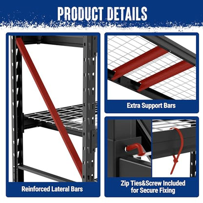 WORKPRO 77-Inch Garage Utility Shelving, 6400 lb Heavy-Duty Rack - size: Sectional77"W X 24"D X 72"H