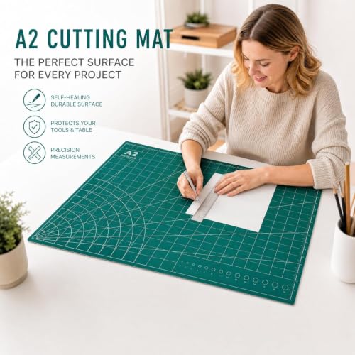 23" x 17" Self Healing PVC Cutting Mat, A2-Black or Green - color: A2-Black-Green