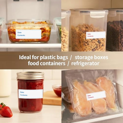 300 Labels Removable Food Labels, HUOJI 1 x 3 Food Label Stickers - size: 1x3-2 Rolls | 300 Sheets