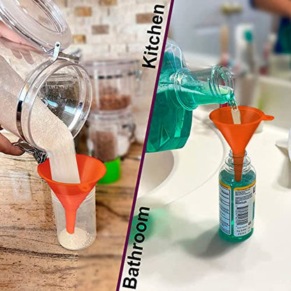 Oil Funnel Set - Plastic Funnels for Automotive & Kitchen - color: Orange
