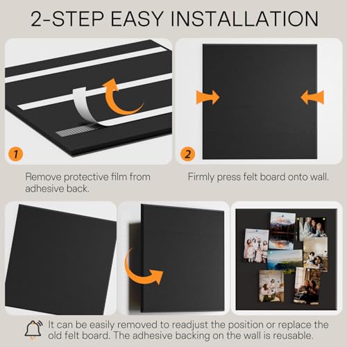 MaxGear Extra Large Bulletin Board 72" x 48", Black Felt Wall Tiles Pushpin - color: Black, size: 72" x 48"