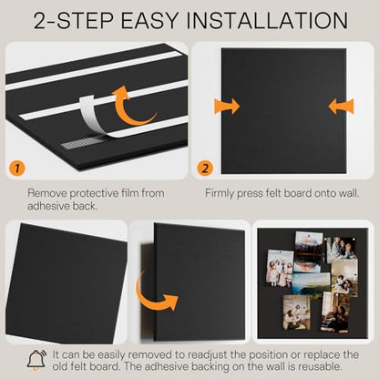 MaxGear Extra Large Bulletin Board 72" x 48", Black Felt Wall Tiles Pushpin - color: Black, size: 72" x 48"