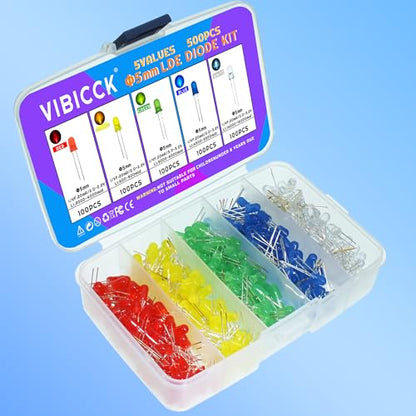 500pcs 5 Color 5MM LED Diode Light Assortment Kit