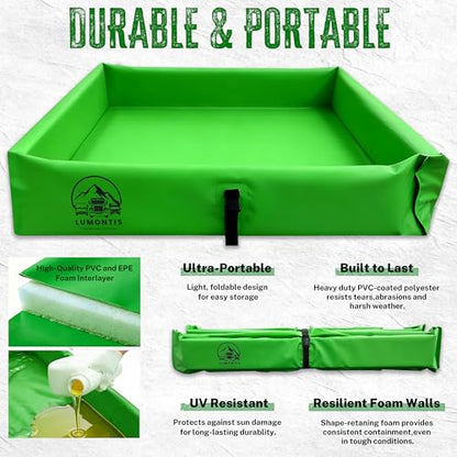 Thick PVC Oil Spill Containment Berm 3' x 3' x 6" Portable Folding - size: 3ft x 3ft x 6in