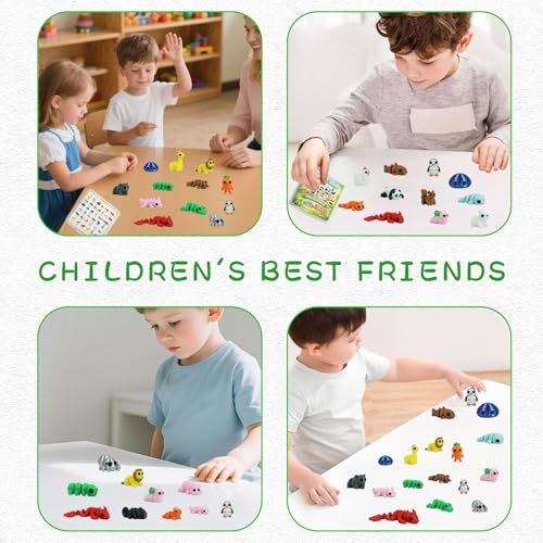 37 PCS Mini 3D Printed Animals, Articulated Animal Figurines, Flexible Fidget Toys, Desk Pets, Classroom Rewards, Party Favors & Goodie Bag Stuffers - color: Green