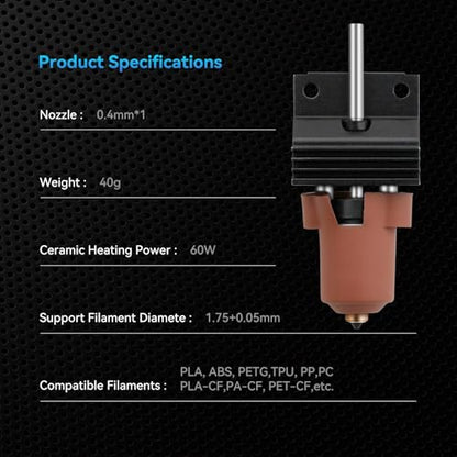 K1/K1 Max/K1C Hotend Upgrades Kit, K1 Series Ceramic Heating Block Kit, 3D Printers Hotend with Integrated Quick-Swap Nozzle, Supports 300°C High Temperature, 600mm/s High-Speed - size: K1C Ceramic Heating Block Kit