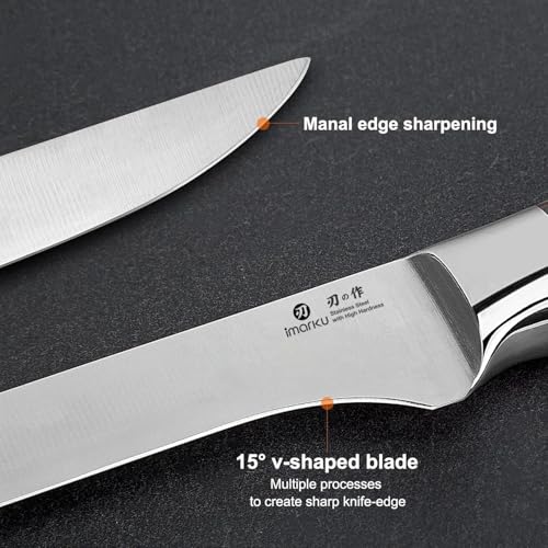 imarku Fillet Knife 6 Inch, German High Carbon Stainless Steel Boning Knife - color: Silver with Brown