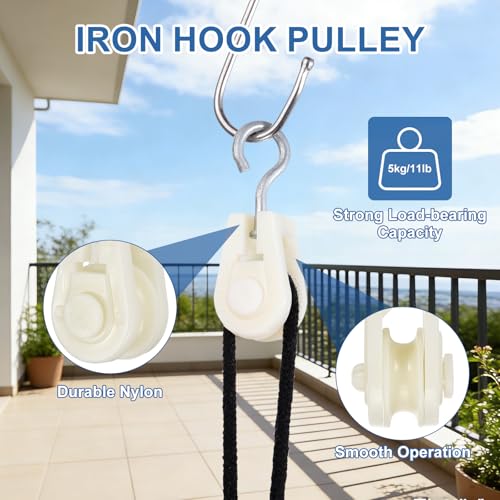 PATIKIL Mini Nylon Pulley Wheel 0.39" ID 2.36" L 12Pcs Single Sheave - size: 0.39" ID 2.36" L