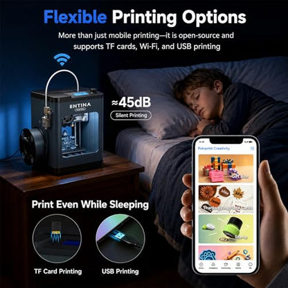Entina Tina2 Plus 3D Printer, 250mm/s Fast Printing 3D Printer for Beginners & Kids, WiFi & App Control, Fully Assembled, Auto Leveling, PEI Build Plate, Open Source Mini 3D Printers for Home & School - color: Blue