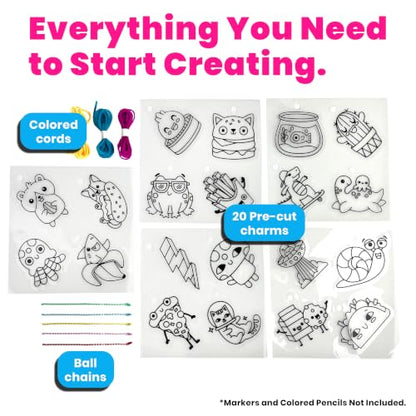 Ooly DIY Shrink Art Charms Kit, 28 Pc – Fun Friends - color: Fun Friends Charms