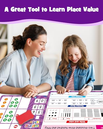 Regrouping Base Ten Place Value, Addition and Subtraction Math Manipulatives for 1st 2nd 3rd Grade, Double Sided Magnetic Dry Erase Board for Kids Classroom Must Haves Homeschool Supplies (Pack of 2) - size: Extra Large (Pack of 2)