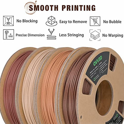 OVV3D Wood PLA 3D Printer Filament Bundle,Over 30% Real Wood Fiber,PLA 1.75 - color: Wood Color