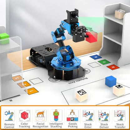ROS Robotic Arm with Raspberry Pi 4B 8GB Open Source Programming FPV AI Vision 6DOF/Axis Smart Robot Arm Kit for Teens Adults, ArmPi FPV Advanced Kit (RPi 4B 8GB)