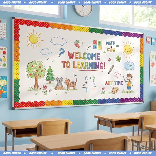Containlol 118ft Bulletin Board Border Classroom Border, Colorful Dots - style: Colorful Dots
