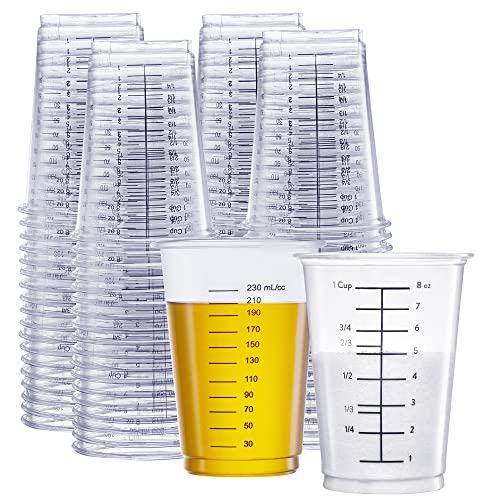 GUSTO 10 oz Clear Plastic Measuring Cups [50 Count] Disposable Multipurpose Cups for Baking, Cooking, Resin & Mixing (Formerly Comfy Package) - size: 50 Count