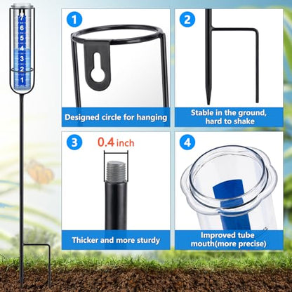 Rain Gauge Outdoor, 7" Freeze-Proof Rain Gauge Outdoor Best Rated, Large Clear White Numbers and Adjustable Height - Stylish and Practical Rain Measuring Tool for Garden, Lawn, Patio - size: 4-Section Rain gauge White
