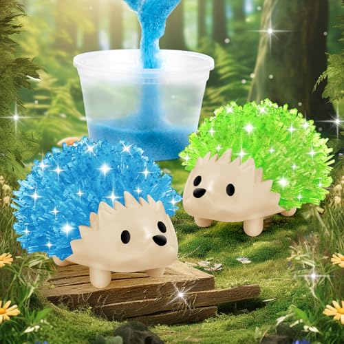sdaymol Crystal Growing Kit for Kids - 2 Colors Hedgehog to Grow Fast in (24H),Science Experiments Learning & Educational Toys,Science Kits for Kids Age 8-12 STEM Project Gifts for Boys & Girls 6+ - color: Blue&green