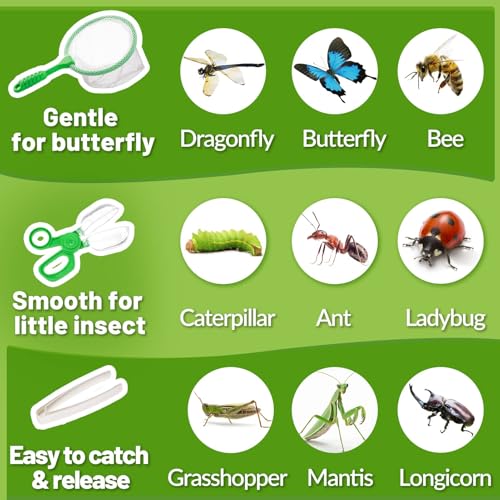 Biggun 2 Set Bug Catcher for Kids Ages 3-10 Explorer Toys Birthday Gift - color: Green