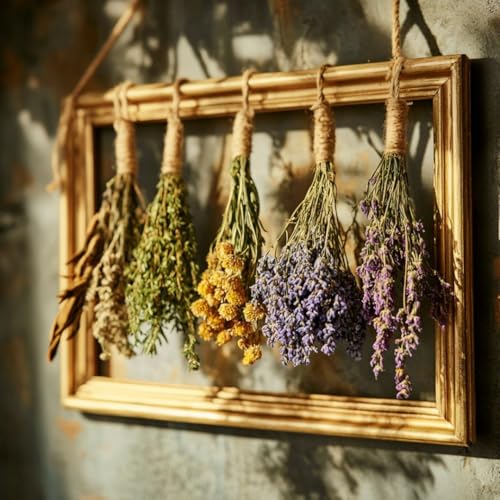 Tnstbiee Boho Farmhouse Herb & Flower Drying Rack-Dried Flower Wall Decor - color: Photo Frame Flower Decorative Stand