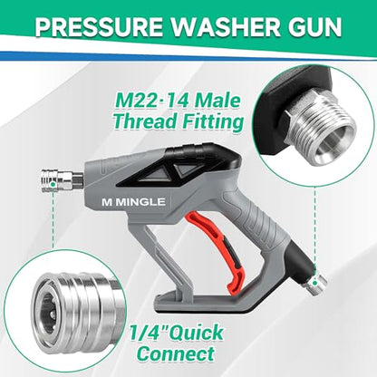 M MINGLE Pressure Washer Gun with Foam Cannon, 64 Fl Oz Car Wash Soap - color: yellow+green