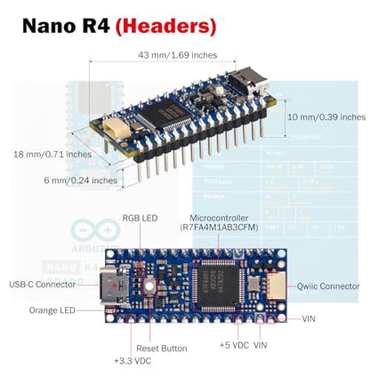 GeeekPi DIY Kit for Arduino Nano R4 with Headers, Beginner Electronics Learning Set, Includes Breadboard, LEDs, Resistors, Transistors,Push Buttons,Jumper Wires,USB-C Programming Cable,with Tutorial