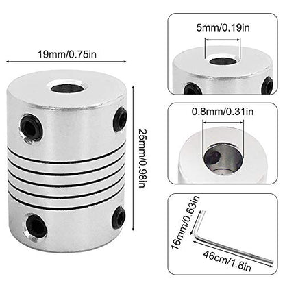 AFUNTA 5 Pcs Flexible Couplings 5mm to 8mm Compatible with NEMA 17 Stepper Motors, Used in Small CNC Machines & 3D Printer Prusa i3 or ORD Bot with 2 Pcs Allen Wrench